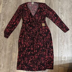 Anne Klein Black, Wine and Pink Long Sleeve Dress
